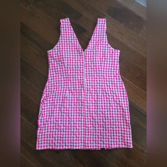 ASOS Pink & White Gingham Mini Dress 14 - Picture 2 of 4